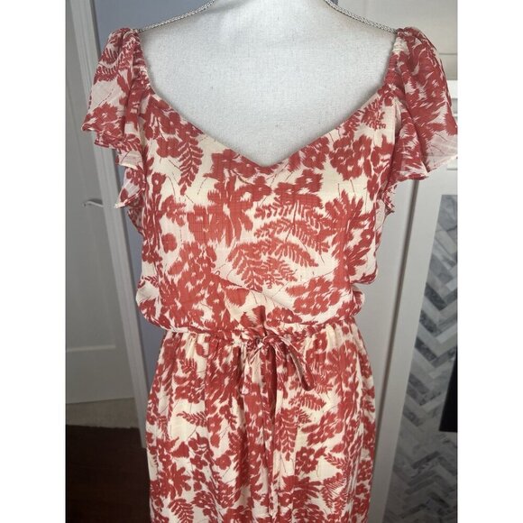 ALL IN FAVOR WOMEN'S MIDI DRESS Feminine Floral Tiered Ruffle Hem Cap Sleeves - Picture 2 of 12